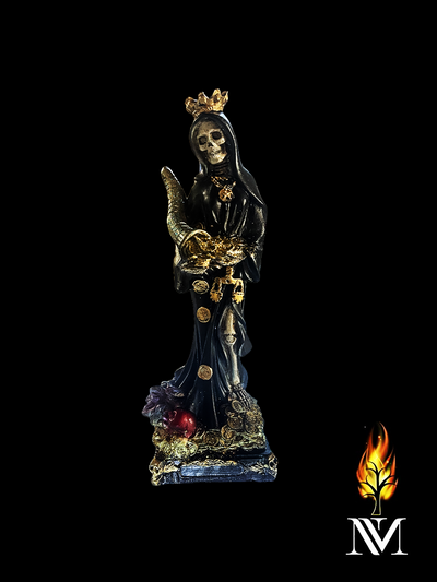 Santa Muerte Black Cornucopia Statue 12"