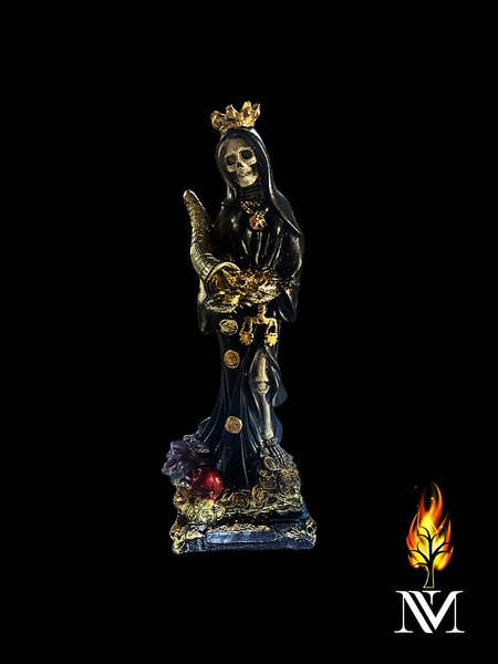 Santa Muerte Black Cornucopia Statue 12"