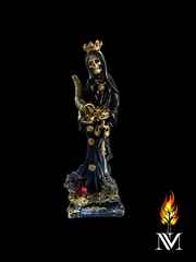 Santa Muerte Black Cornucopia Statue 12"