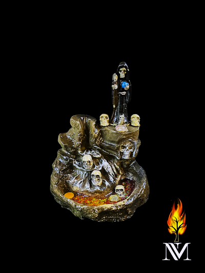 Santa Muerte Black Incense Stand 5"