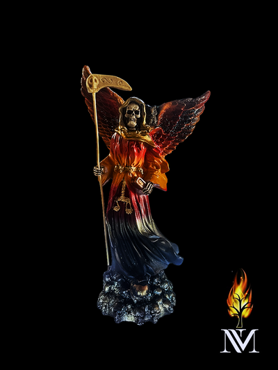 Santa Muerte Winged Multicolor Robed Statue 12"