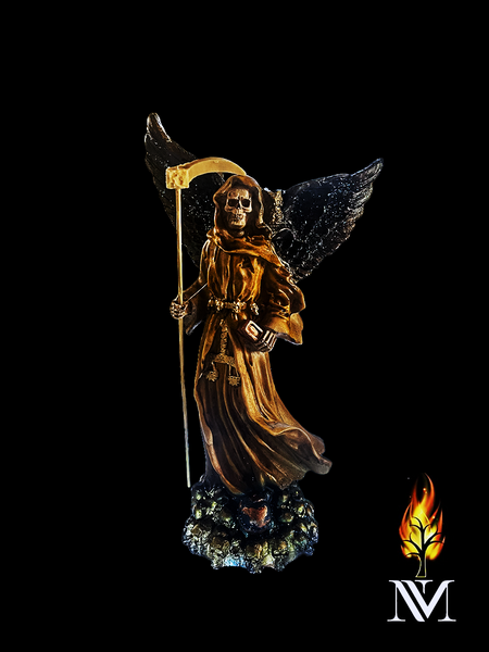 Santa Muerte Winged Bone Robed Statue 12"