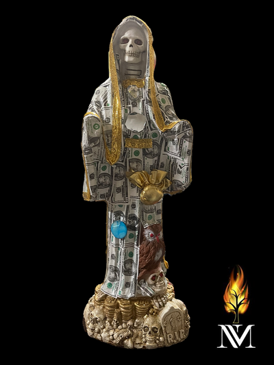 Green Money Santa Muerte 20-inch Robe Statue