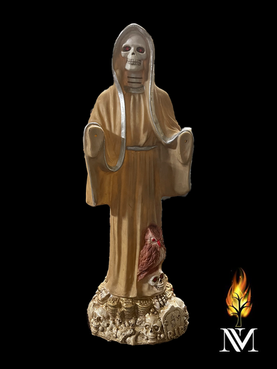 Bone with silver Santa Muerte 20-inch Robe Statue