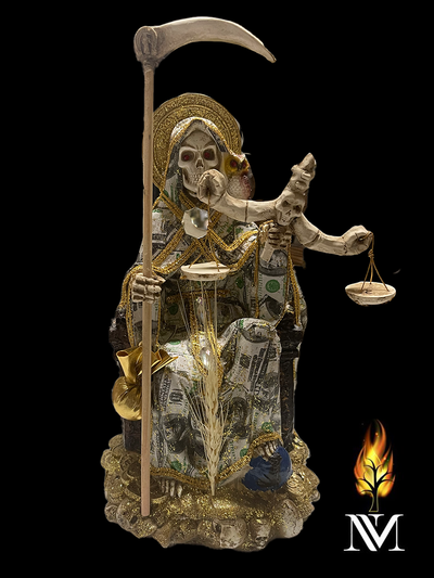 Santa Muerte 12-inch Money Robe Throne Statue