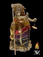 Santa Muerte 12-inch multi color Robe Throne Statue