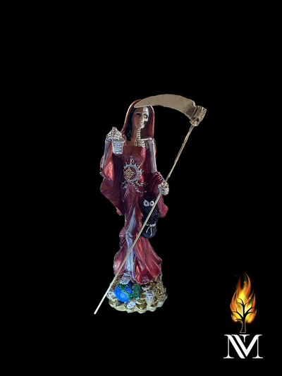 Santa Muerte 12-inch Red Dual Face Statue