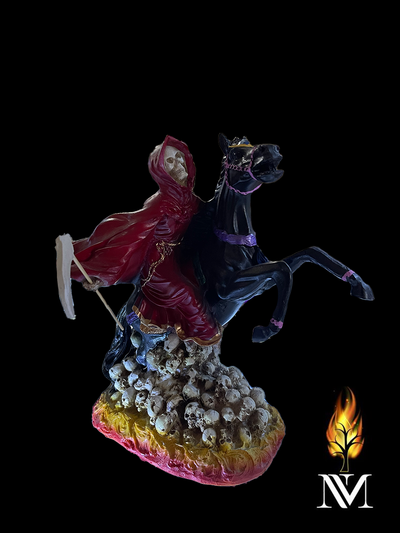 Red Santa Muerte on Horse 12-inch Statue