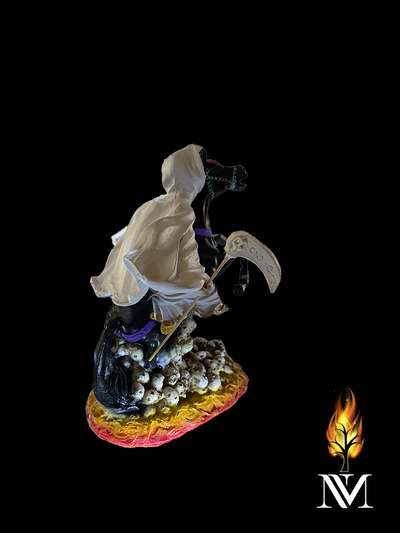 White Santa Muerte on Horse 12-inch Statue
