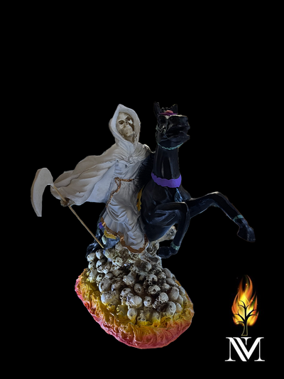 White Santa Muerte on Horse 12-inch Statue