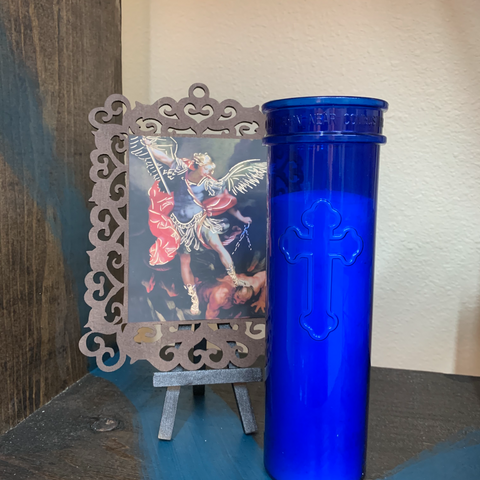 Blue Christian 7-Day Pullout Candles - Natural Mystic