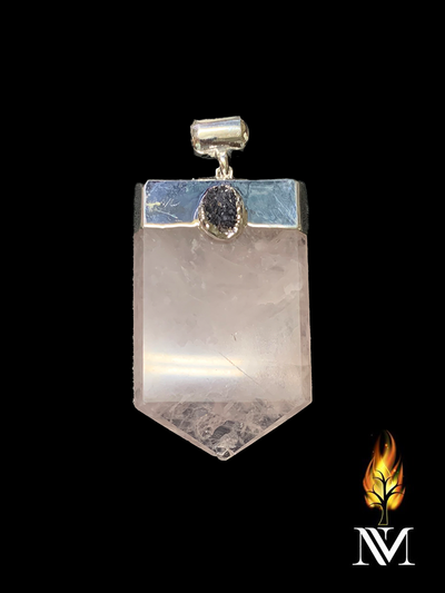 Rose Quartz with amethyst chunk Pendant-medium