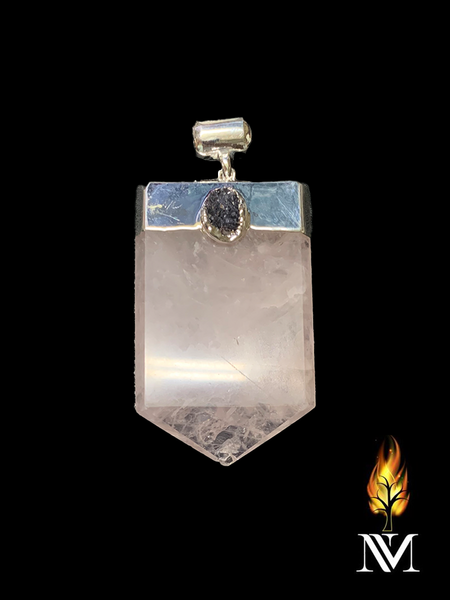 Rose Quartz with amethyst chunk Pendant-medium