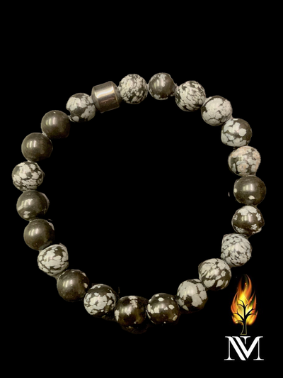 Snowflake Obsidian Bead Bracelet