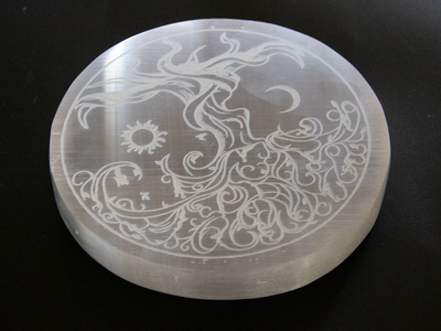 Round Tree of Life Selenite Charging plate