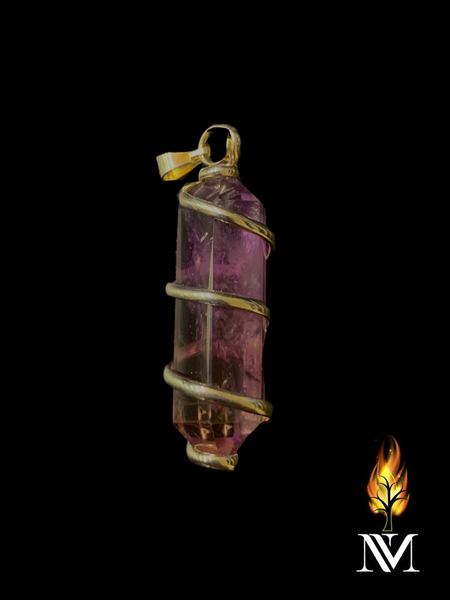 Amethyst wrapped Crystal pendant