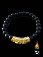 Black Beaded Bracelet with Gold