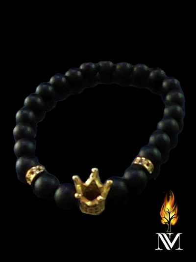 Black Beaded Crown Bracelet