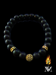 Black Beaded Gold Orb Bracelet