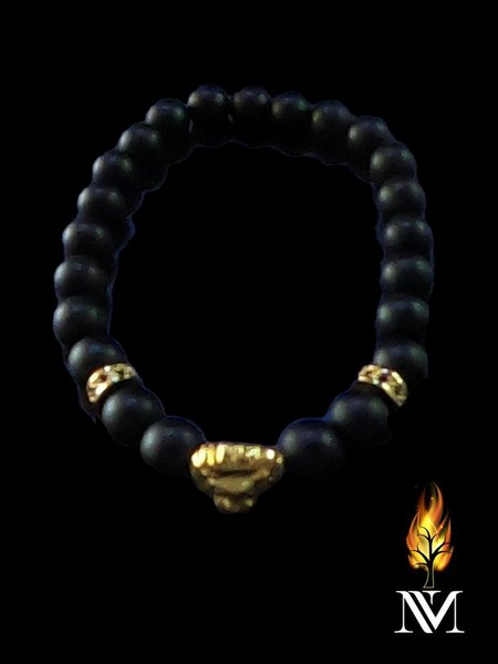 Black Beaded Lion Bracelet