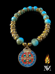 St Benedict Gold and Blue Bracelet